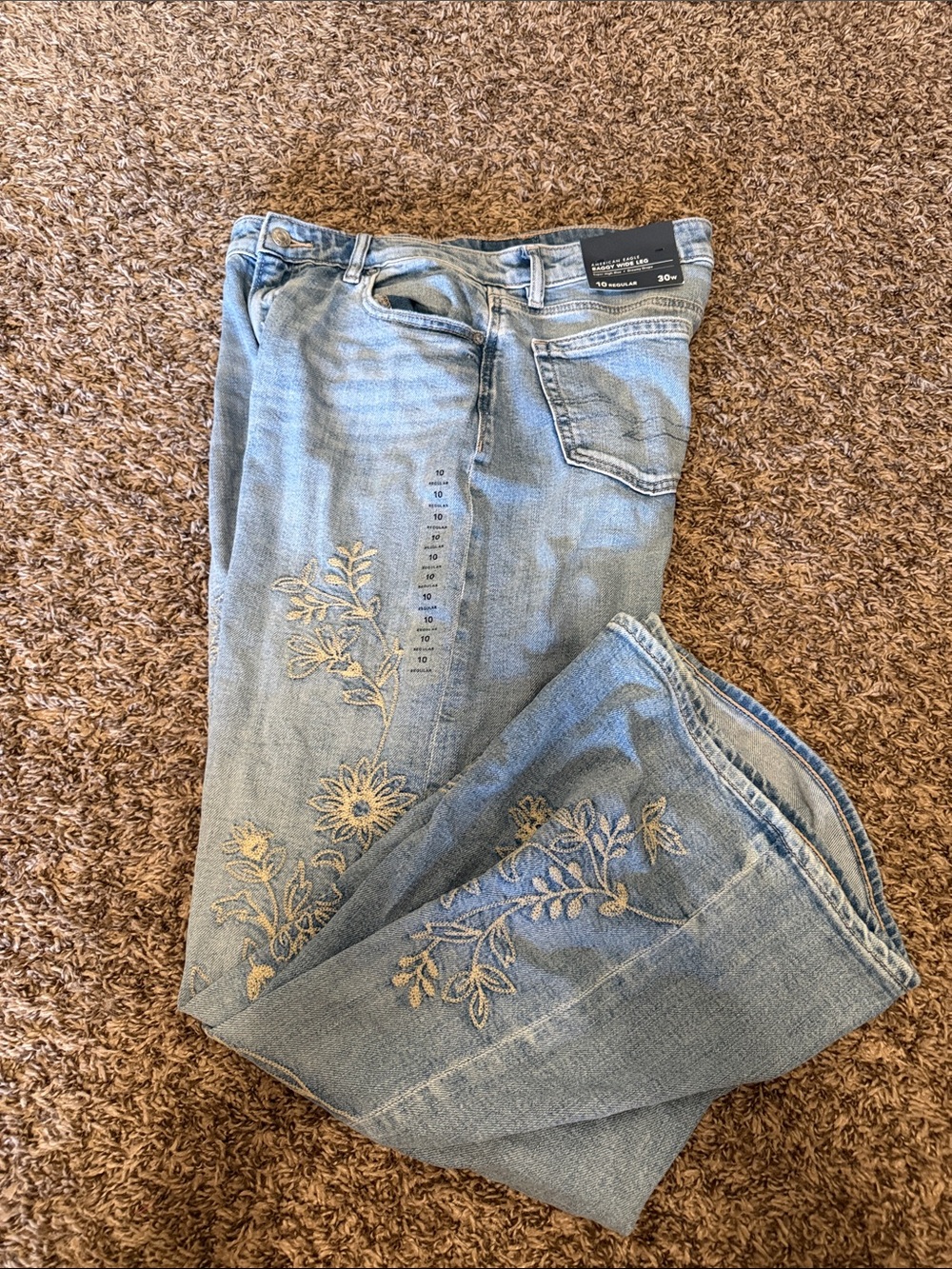 AE Light Blue Floral Embroidered Women’s Jeans